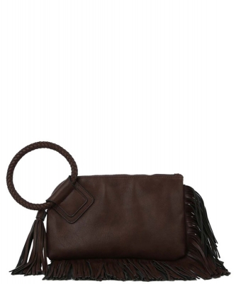 Fringe Cuff Clutch Tassel Wristlet Clutch JY-0378 COFFEE